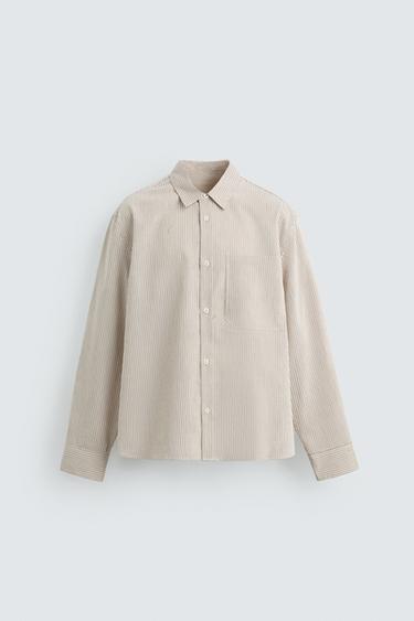 Zara TEXTURED POCKET SHIRT - striped - Image 0