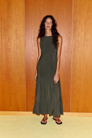 Zara FLOWY MIDI DRESS - Petrol blue