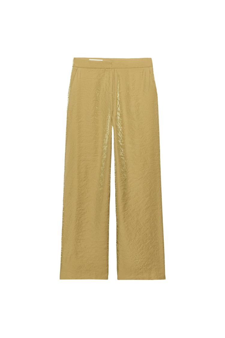 WRINKLED-EFFECT STRAIGHT TROUSERS