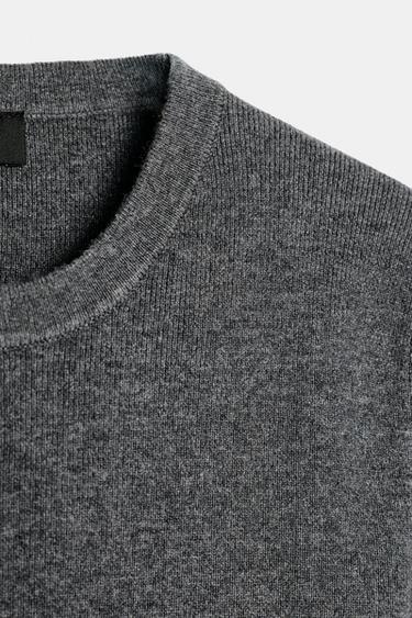 Zara SOFT FEEL SHORT SLEEVE KNIT TOP - Gray marl