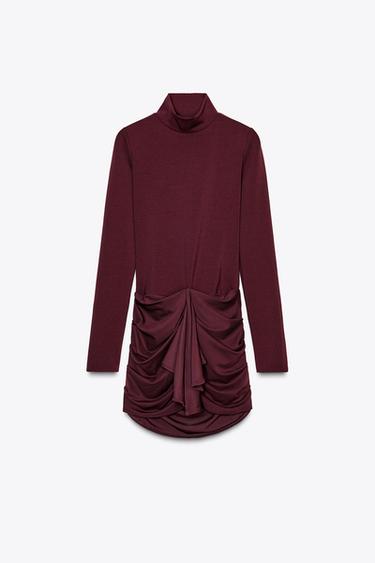 SHORT DRESS WITH OPENING - Burgundy by Zara