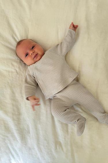 Zara STRUCTURED SHIRT AND FOOTED LEGGINGS MATCHING SET - Ecru