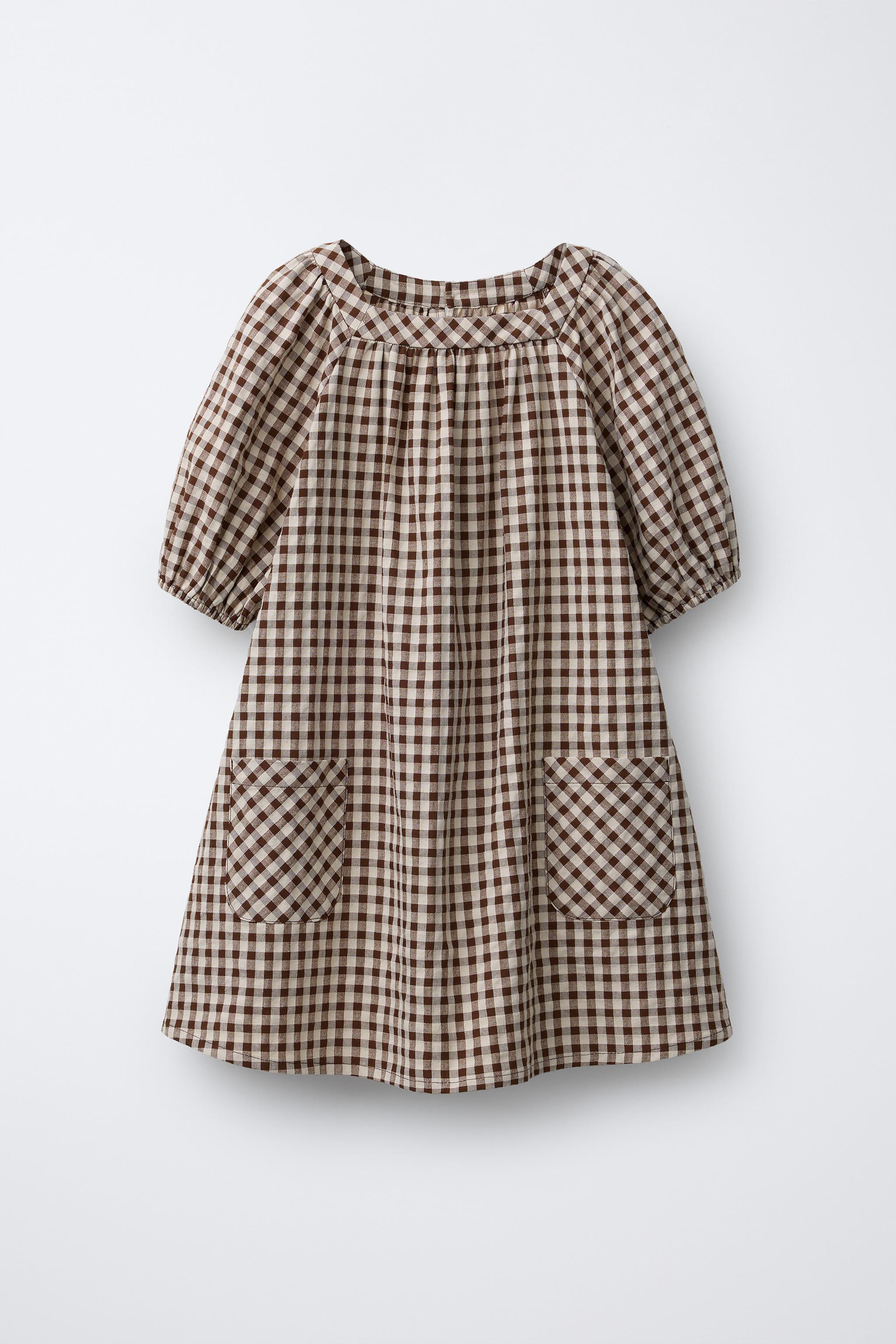 Zara - Plaid Dress - Beige-Brown - 8-9 Years (51,6 Inches) - Kids Zara - Plaid Dress - Beige-Brown - 8-9 Years (51,6 Inches) - Kids