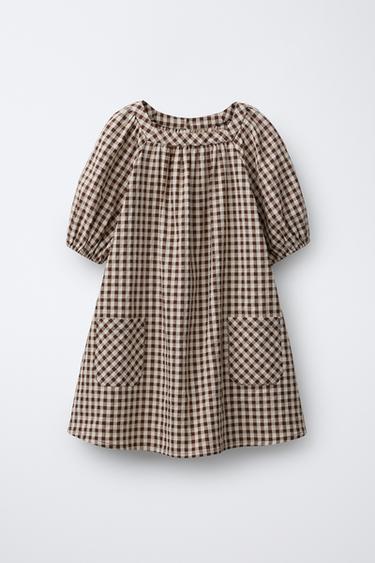 CHECK DRESS - Beige-brown by Zara