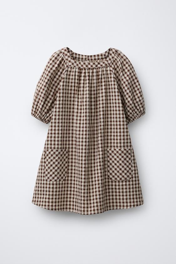 PLAID DRESS - Beige-brown | ZARA United States PLAID DRESS - Beige-brown | ZARA United States
