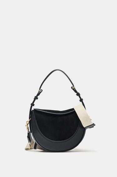 LEATHER FLAP DETAIL CROSSBODY BAG - Black by Zara