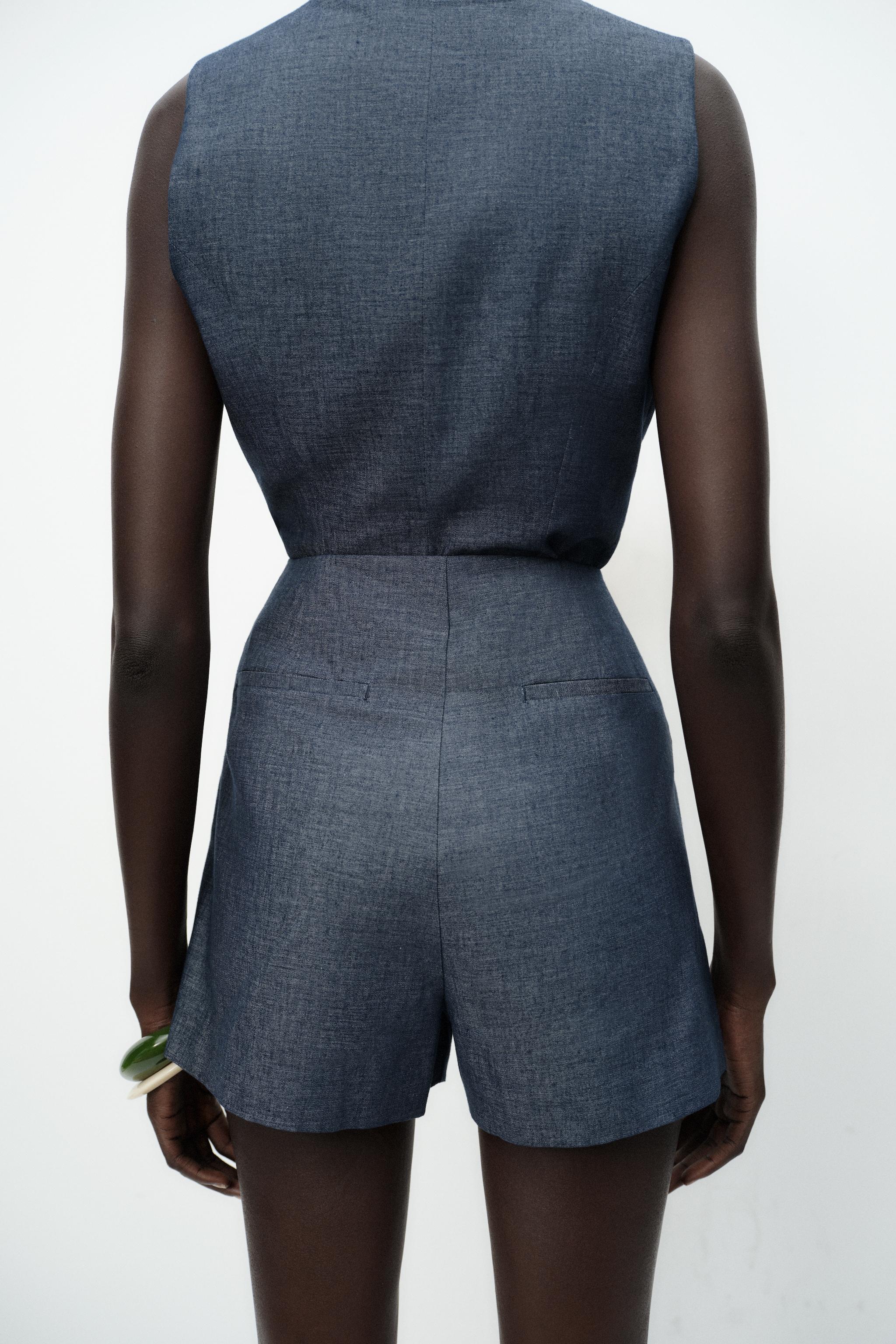 BERMUDA BOUTONS AVEC LIN