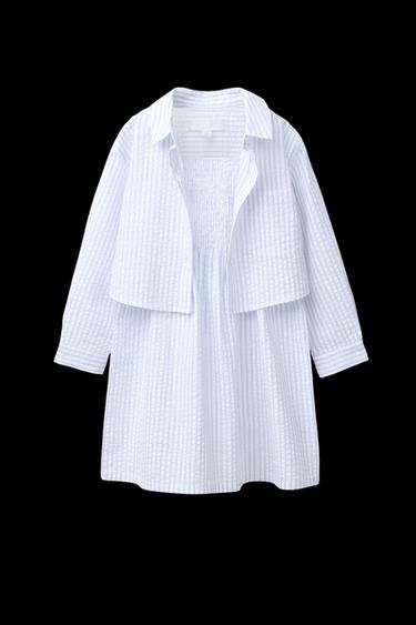 STRIPED CROPPED SHIRT AND DRESS SET - Oyster-white by Zara - Image 0