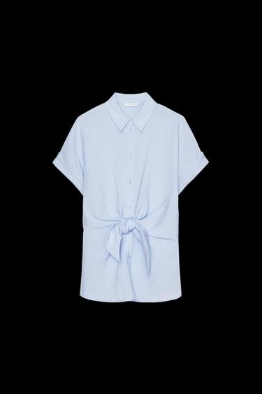 CAMISA MANGA CORTA NUDO - Azul claro de Zara - Imagen 0