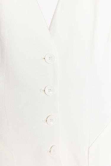 ZW COLLECTION LINEN BLEND VOLUME WAISTCOAT - Ecru by Zara - Image 6