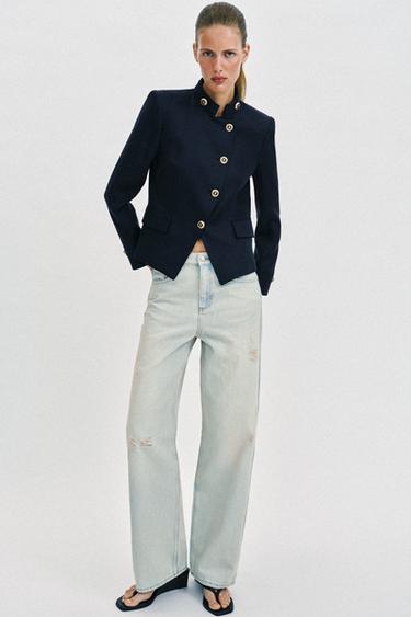 TAILORED BLAZER WITH GOLDEN BUTTON - Navy blue by Zara
