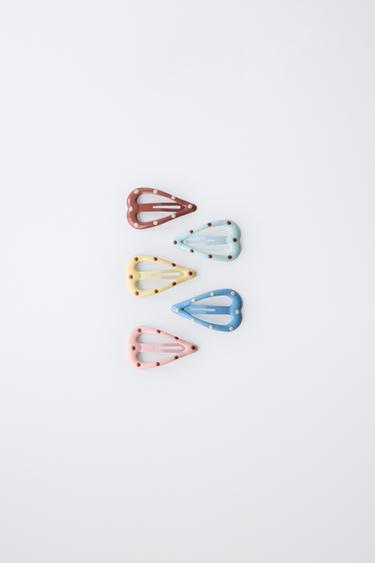 Zara PACK OF FIVE HEART POLKA DOT CLAW CLIPS - Pastel pink