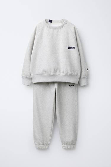 EMBROIDERED SWEATSHIRT AND JOGGERS SET - Grey marl by Zara