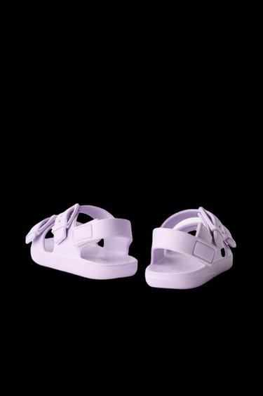 Zara RUBBERIZED BUCKLED SANDALS - Mauve