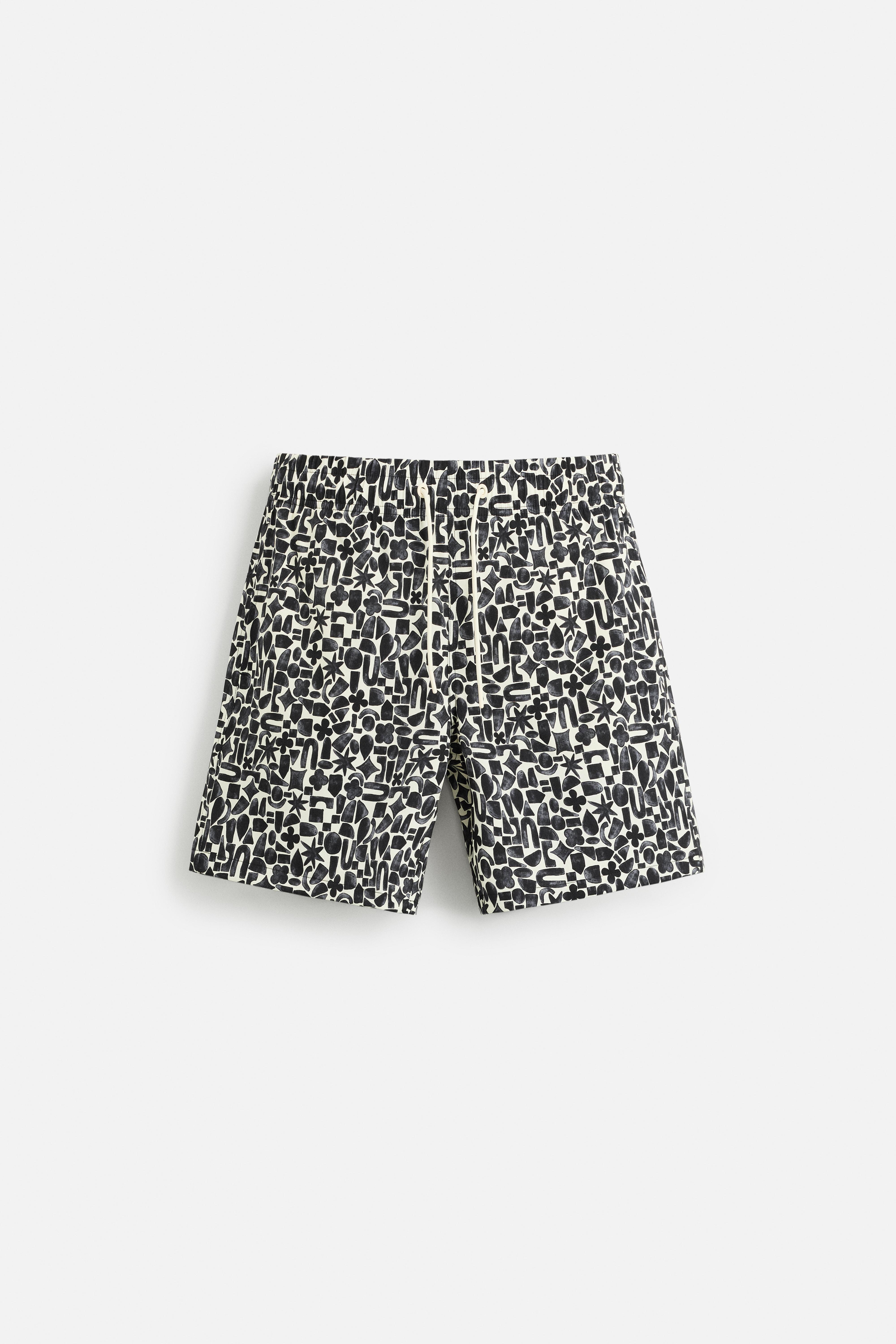 ジオメトリックプリント柄ロングスイムウェア - ブラック | ZARA