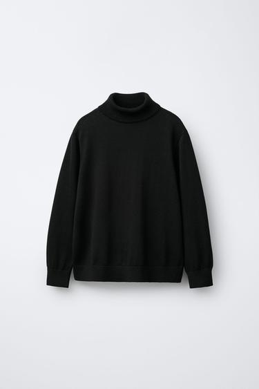 KNIT TURTLENECK JUMPER - Black by Zara