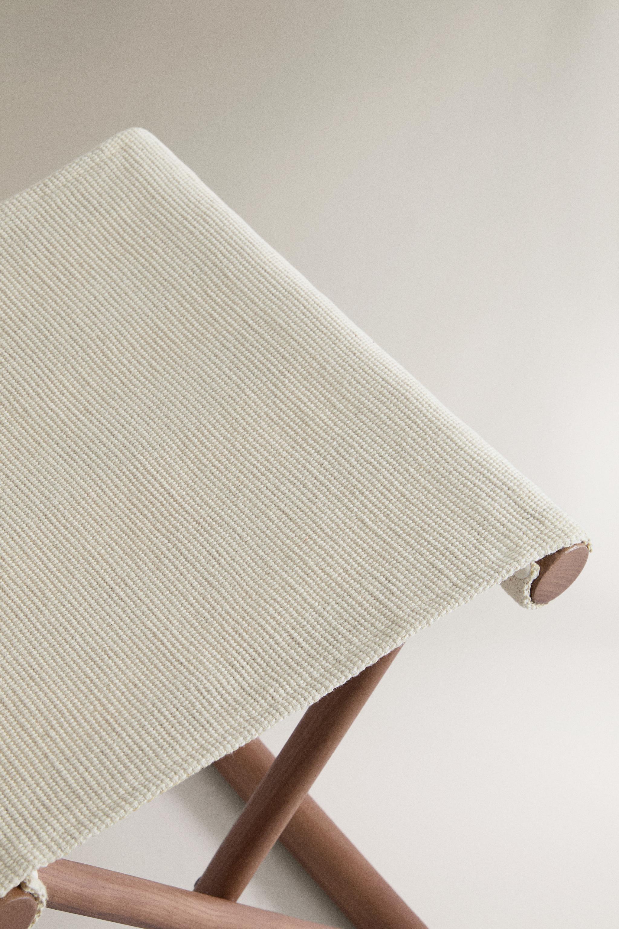 FOLDING ASH WOOD AND COTTON STOOL — Ecru (alternate view)