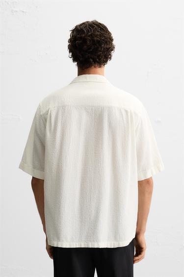 CHEMISE JACQUARD TEXTURÉE - Blanc cassé de Zara - Image 2