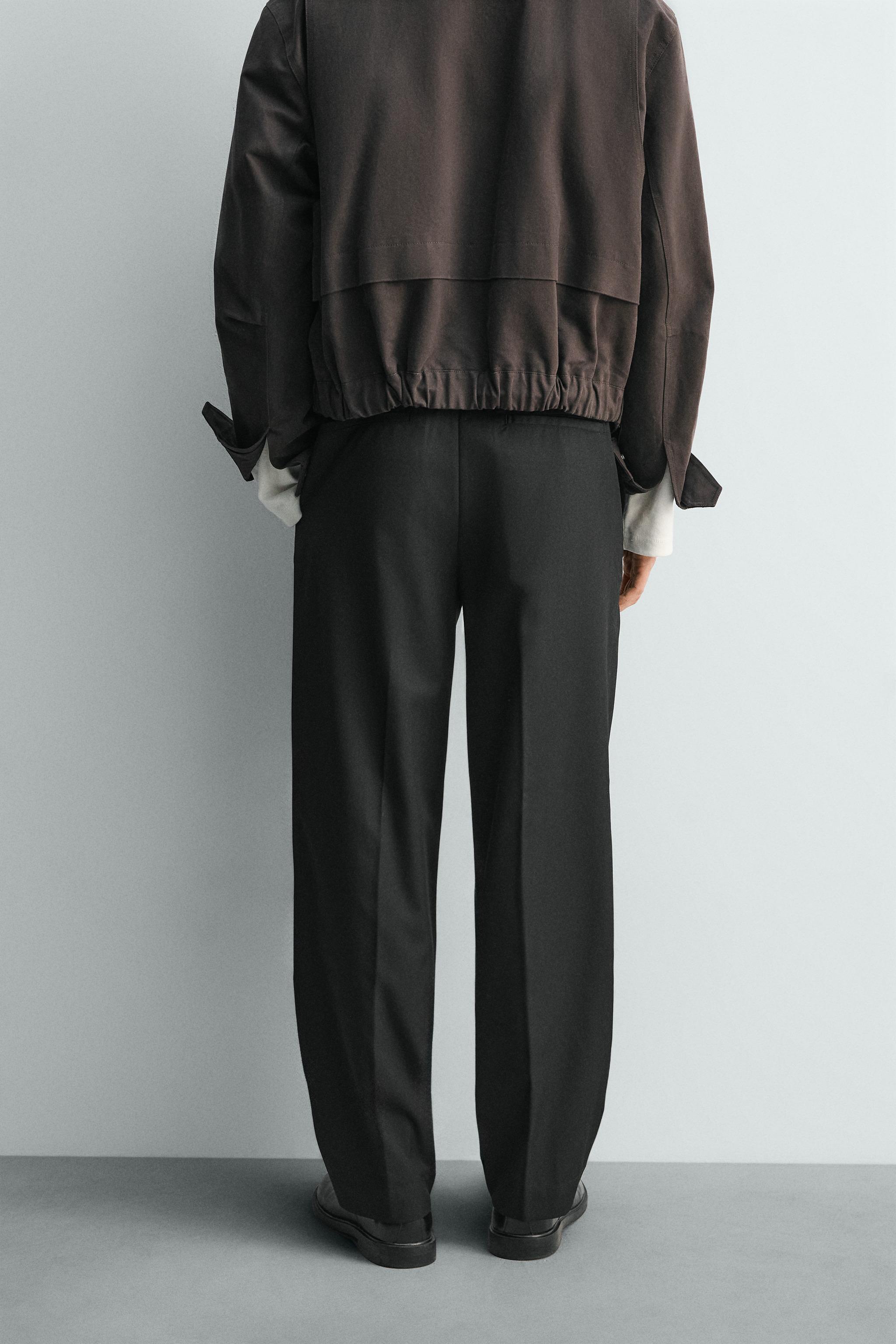 PLEATED STRAIGHT FIT PANTS - Black | ZARA Canada