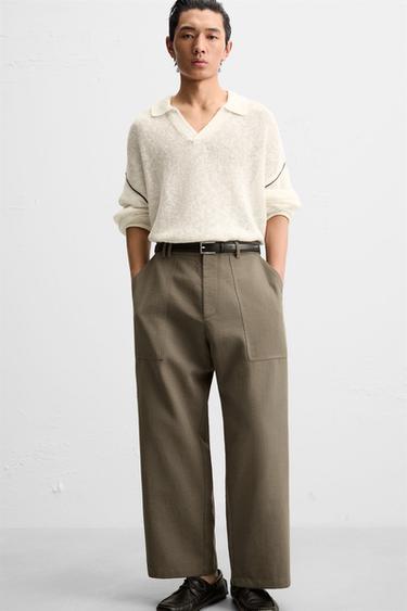 RELAXED FIT TROUSERS WITH POCKETS - Khaki by Zara - Image 4