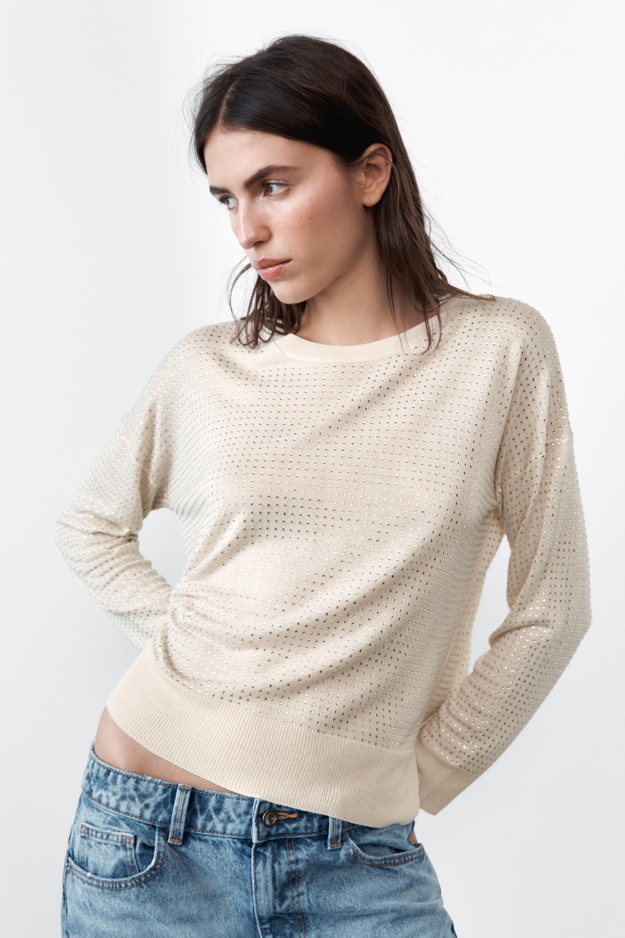 White fluffy jumper on sale zara