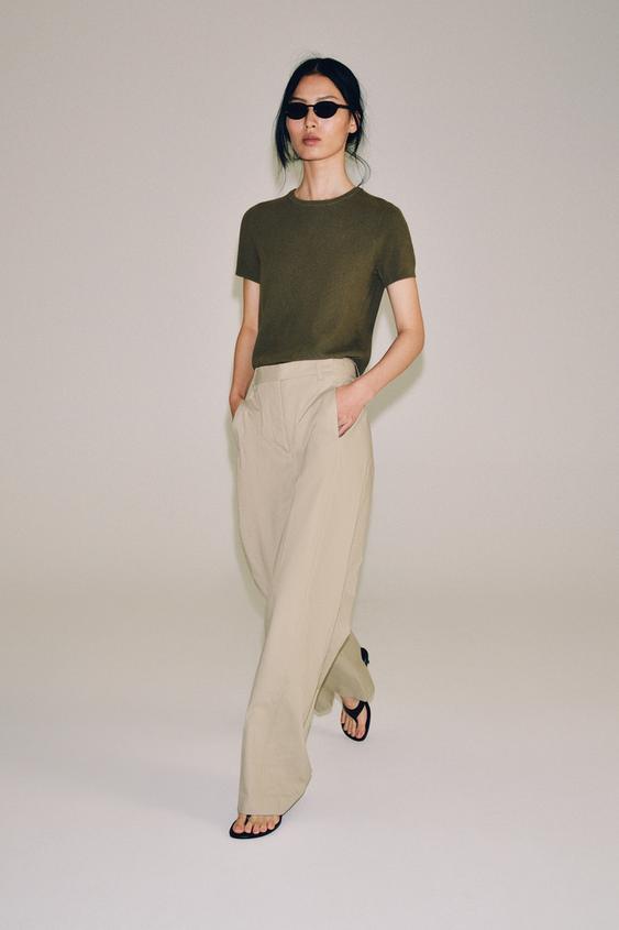 ZW COLLECTION POPLINBUKSER - mink fra Zara - Billede 0