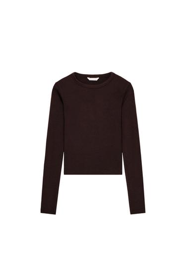 LONG SLEEVE T-SHIRT - Brown by Zara