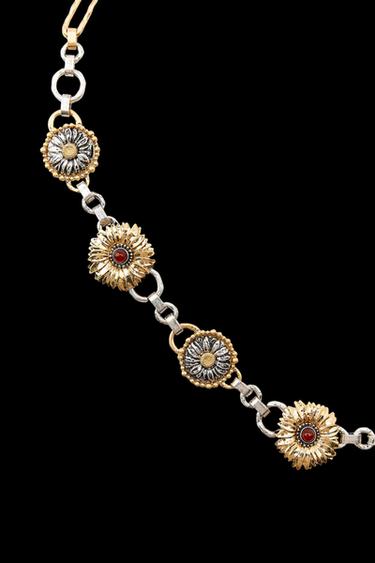 CINTURÓN CADENA FLORES COMBINADAS - Oro / Plata de Zara