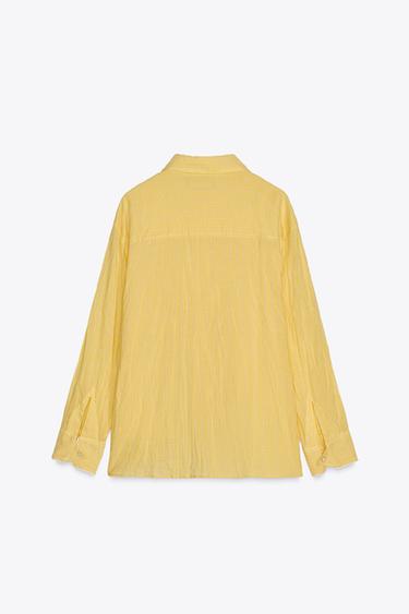 ZW COLLECTION STRIPED CRINKLED SHIRT - Yellow by Zara - Image 7