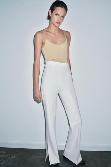 FLARE TROUSERS WITH VENTS ZW COLLECTION - White by Zara