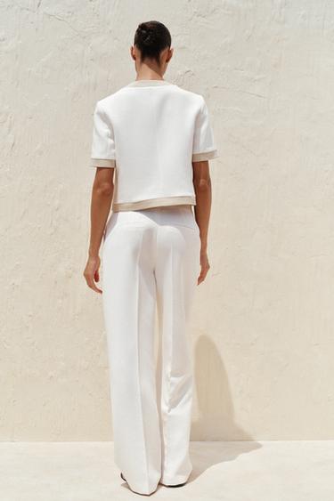 CONTRAST SHORT SLEEVE BLAZER - Oyster-white by Zara - Image 4