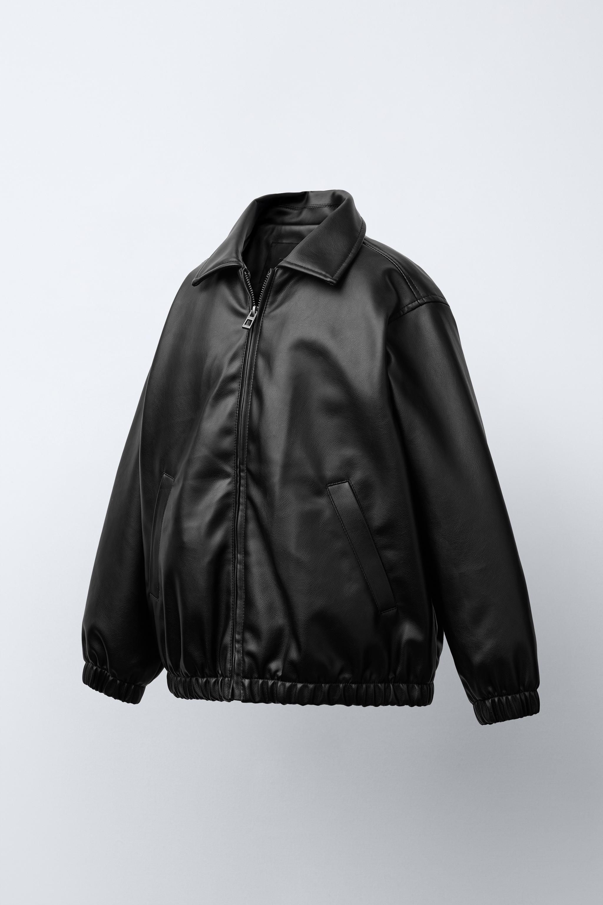 LEATHER-EFFECT BOMBER JACKET - Main Image
