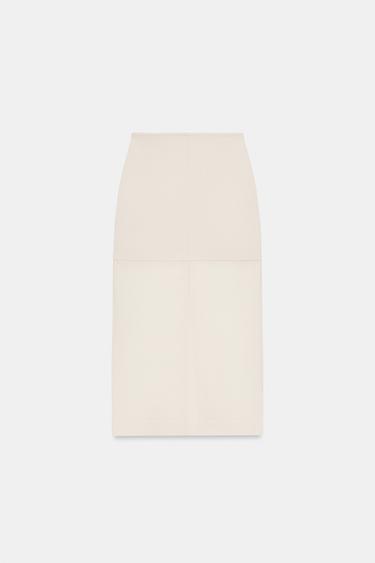 CONTRAST KNIT PENCIL SKIRT - Ecru by Zara - Image 4