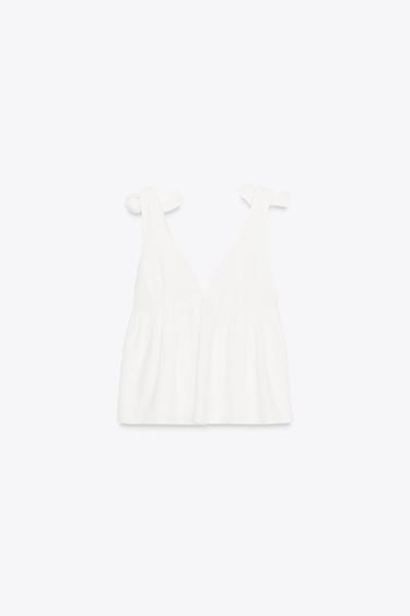 TOP À LACETS - Blanc cassé de Zara - Image 5