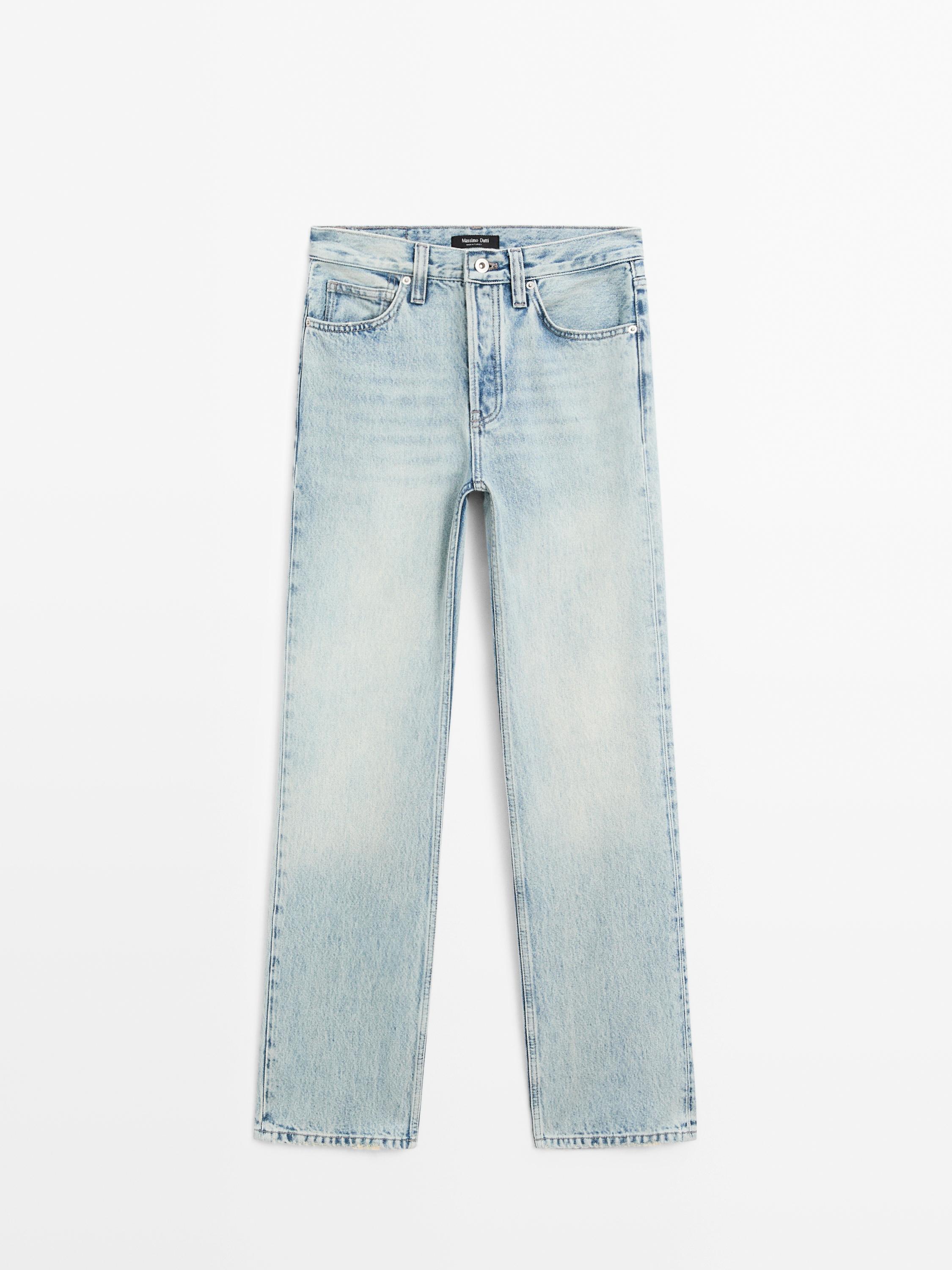 Straight-leg high-waist jeans - Gray / Natural | ZARA United