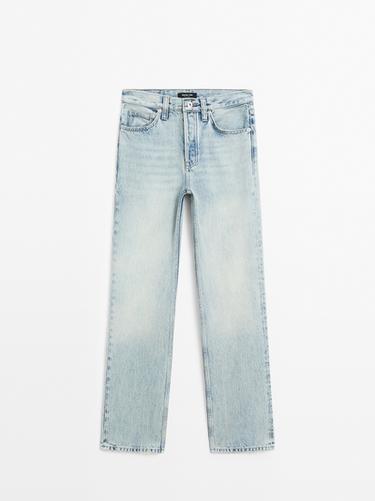 Zara Straight-leg high-waist jeans - Light blue