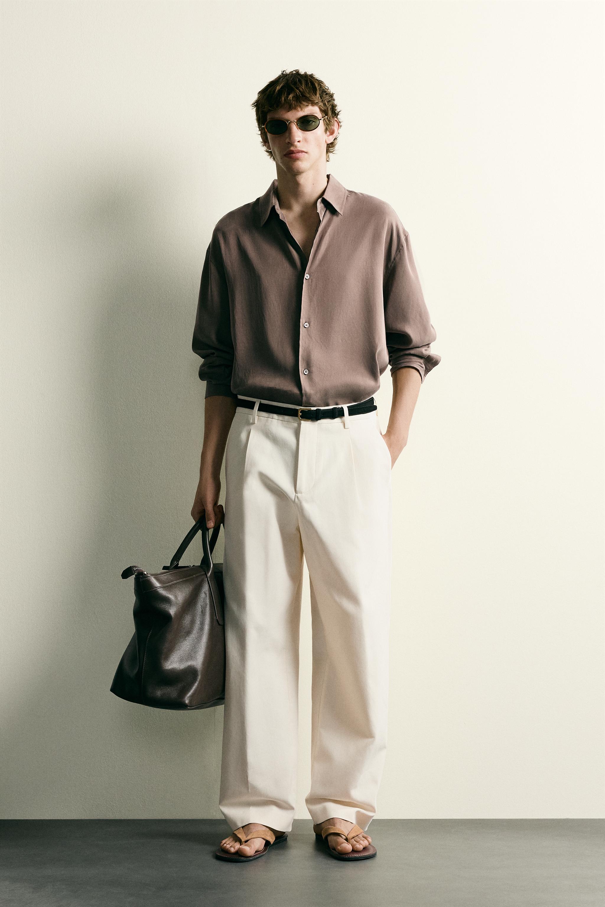 RELAXED FIT FLOWY SHIRT - Taupe gray | ZARA United States