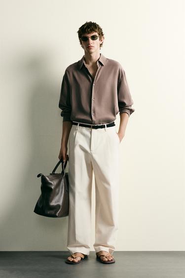 Zara RELAXED FIT FLOWY SHIRT - Taupe gray - Image 0