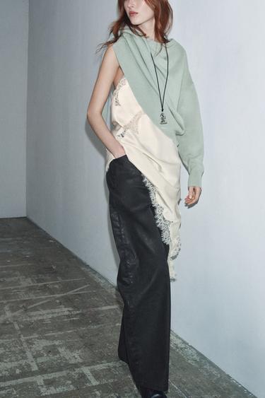 JEANS ZW COLLECTION BARREL CRAQUELADOS TIRO BAJO - Negro de Zara