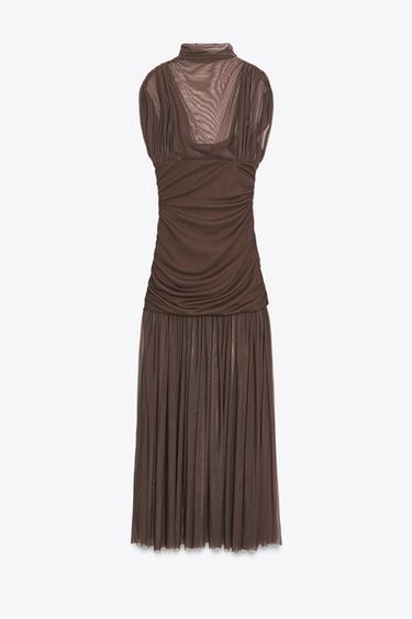 ROBE AVEC TULLE - Chocolat de Zara - Image 4