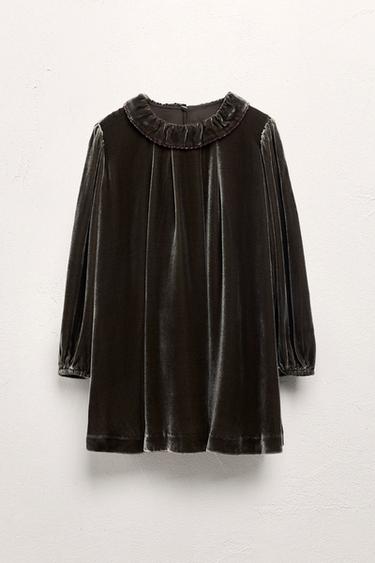 6-10 AÑOS/ VESTIDO TERCIOPELO CON SEDA LIMITED EDITION  - Verde oscuro de Zara