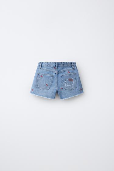 SHORT EN JEAN BRODERIES HELLO KITTY © SANRIO - Bleu de Zara - Image 1