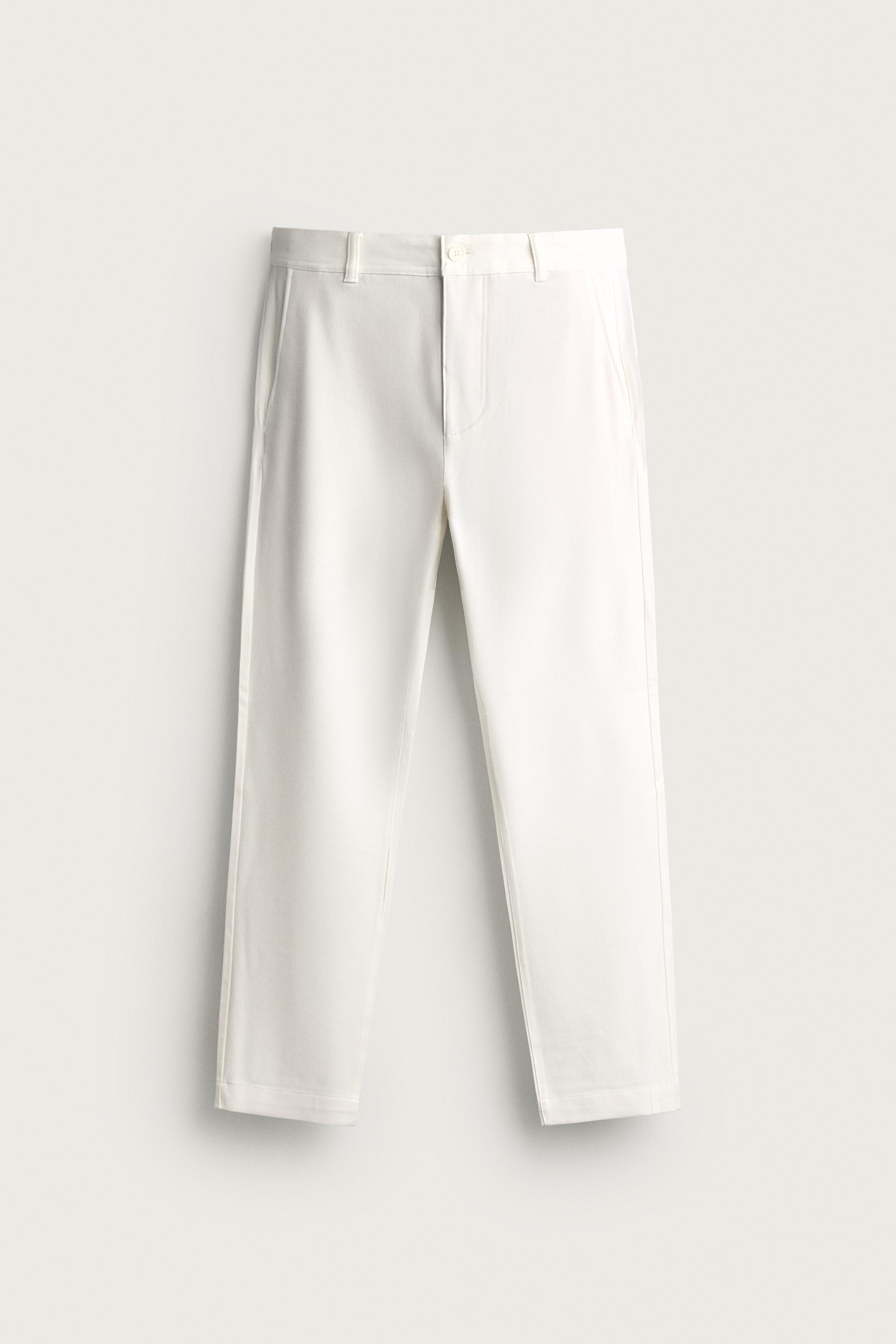COMFORT STRUCTURED CHINO PANTS — White
