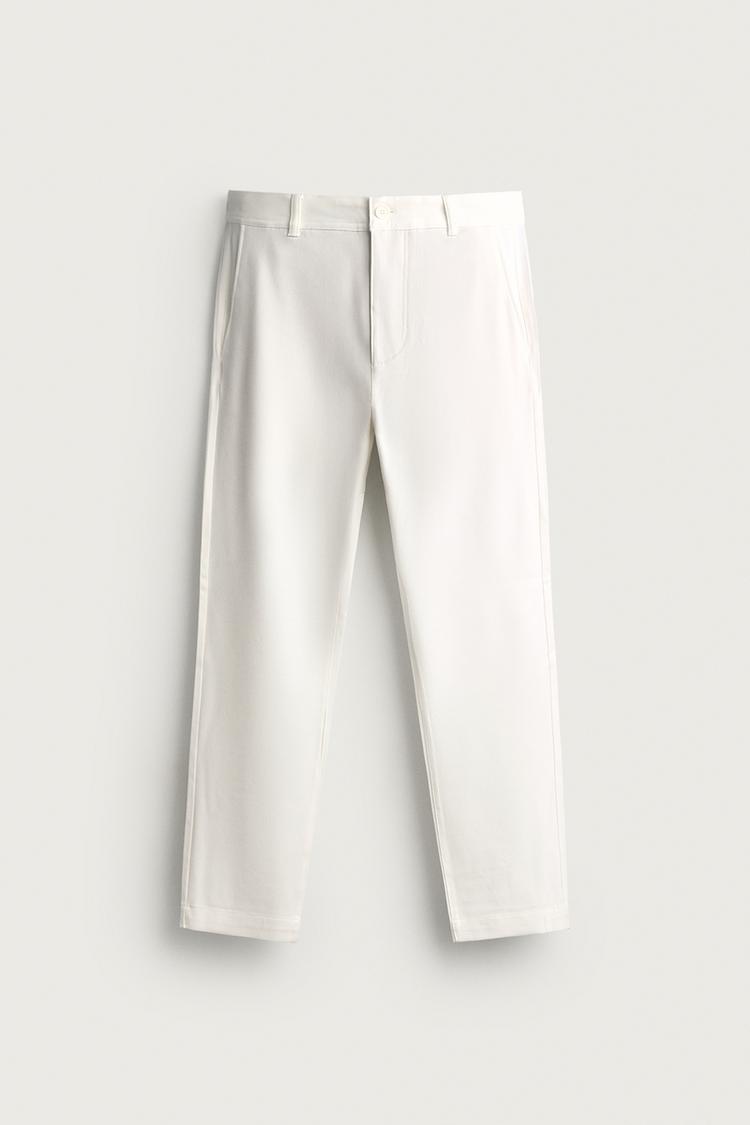 COMFORT STRUCTURED CHINO PANTS — White