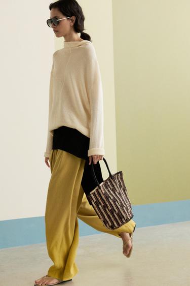 Jersey punto calado con algodón - Crudo de Zara