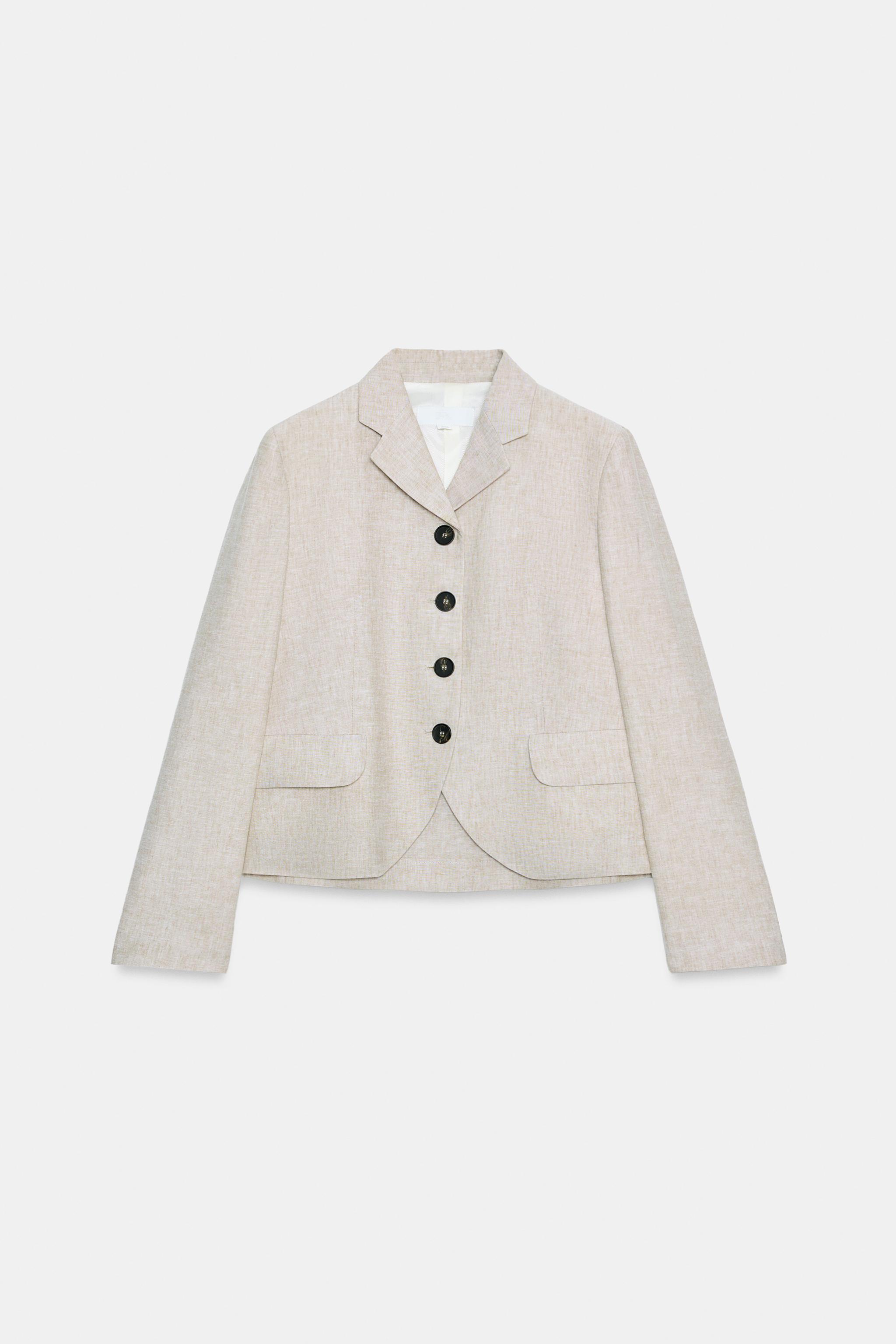 Женские пиджаки Zara STRAIGHT CUT LINEN BLAZER WITH DARTS — фото 7