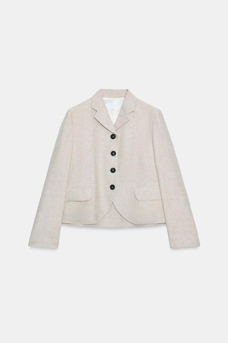 Blazer recto con pinzas de mezcla de lino 8