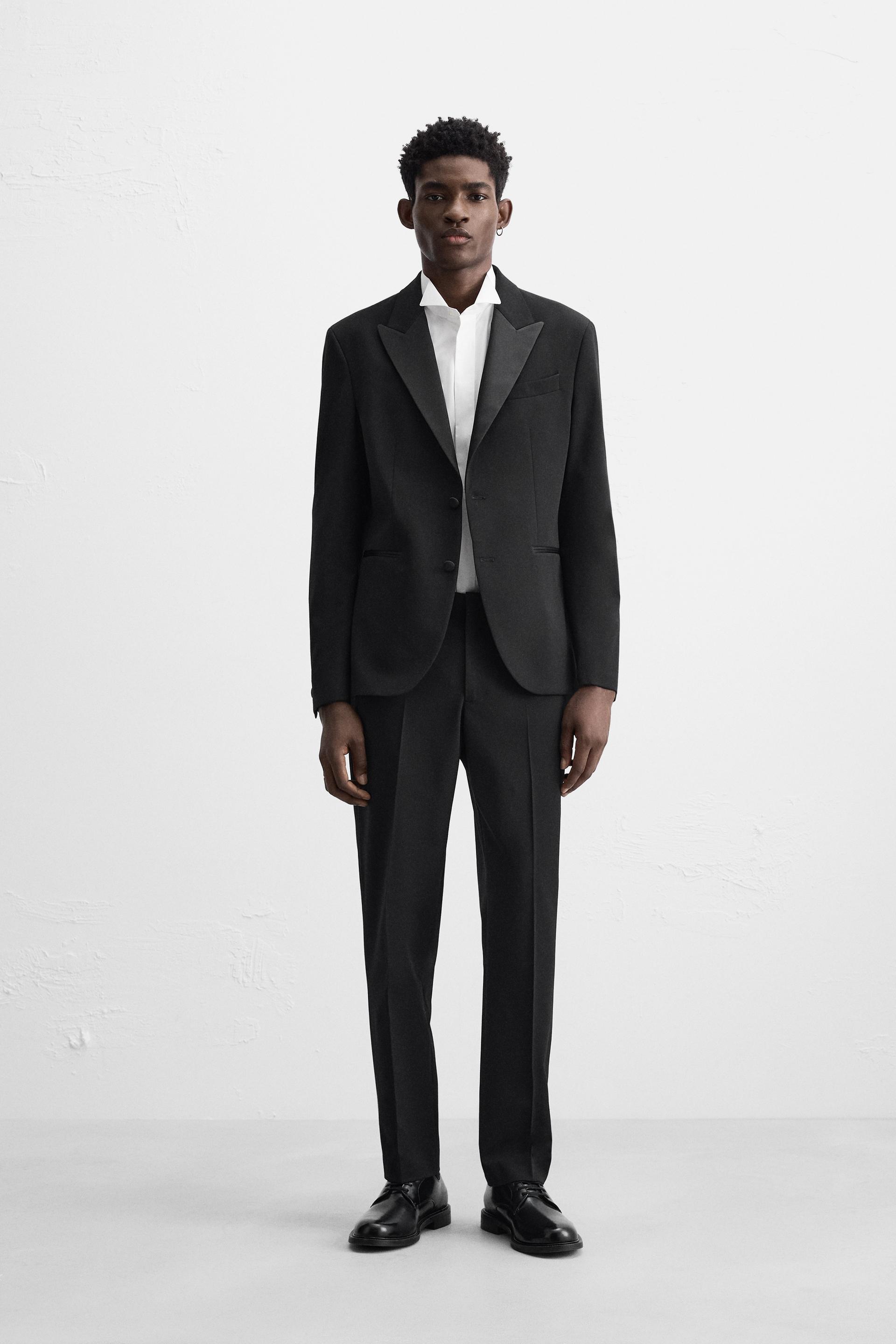 WOOL BLEND TUXEDO SUIT BLAZER