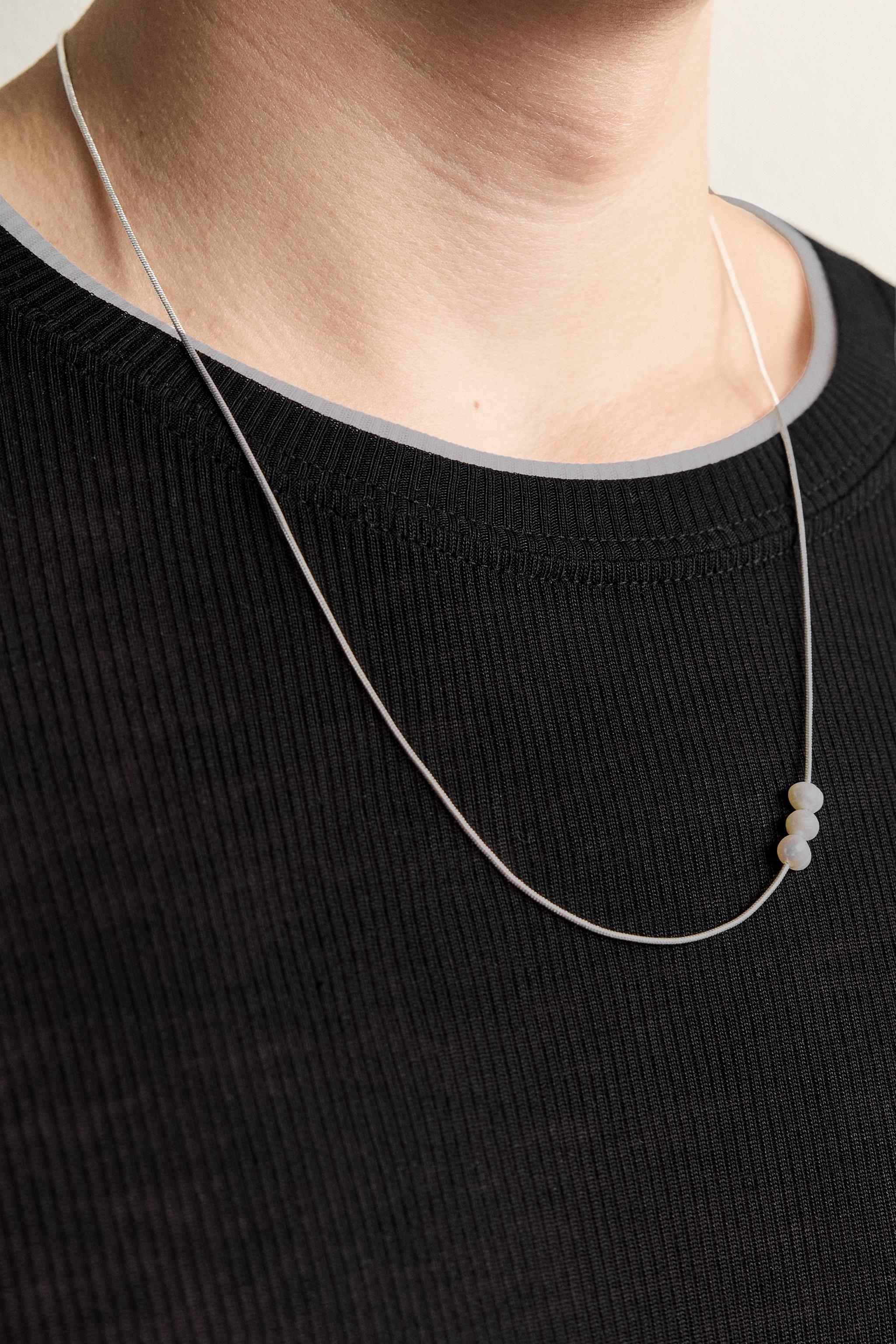 Мужские аксессуары Zara COMBINED PEARL NECKLACE — фото 2
