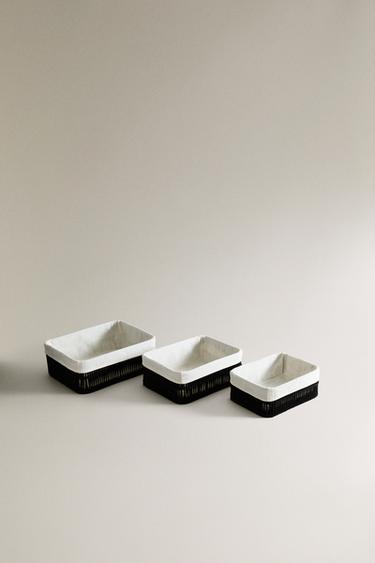 CORBEILLE RECTANGULAIRE TISSU INTÉRIEUR - Noir de Zara - Image 1